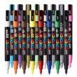 Marker UNI Posca PC-3M, varf rotund, 0.9-1.3mm, set 16 culori