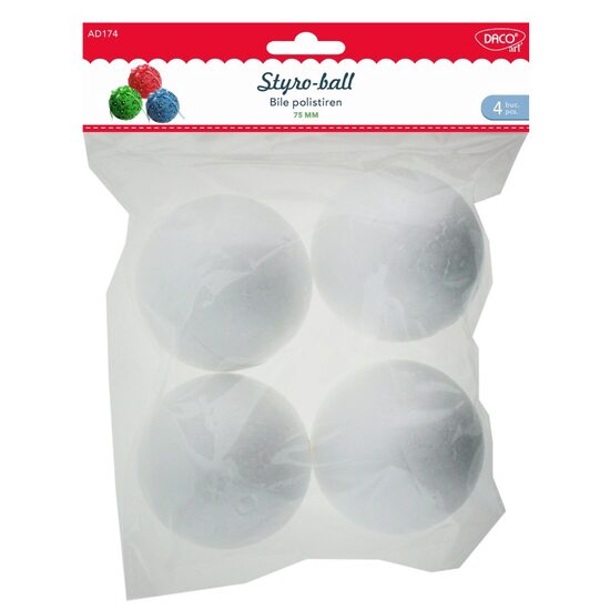 Bile polistiren Set 4, 7.5 cm DACO