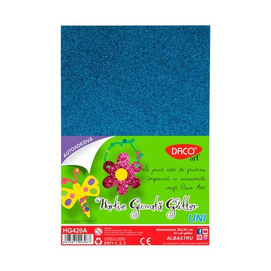 Hartie gumata autoadeziva glitter 10 coli DACO