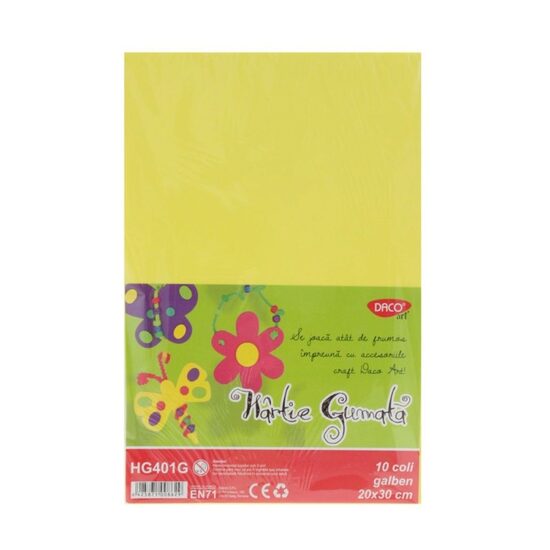 Hartie gumata 10 coli Galben DACO