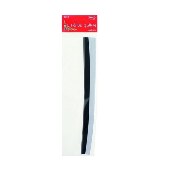 Hartie quilling 30x0.5 cm 200/set Alb/negru DACO