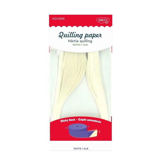 Hartie quilling 42.5x0.5 cm 100/set Alb DACO