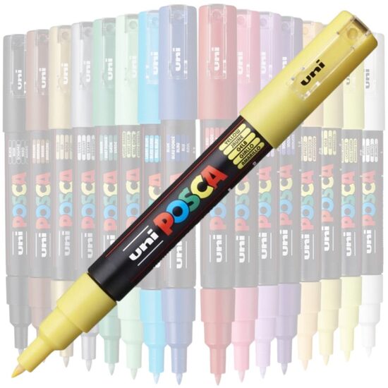 Marker UNI Posca PC-1M, varf rotund, 0.7mm Galben