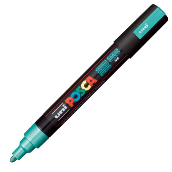 Marker UNI Posca PC-5M, varf rotund, 1.8-2.5mm Verde metalizat