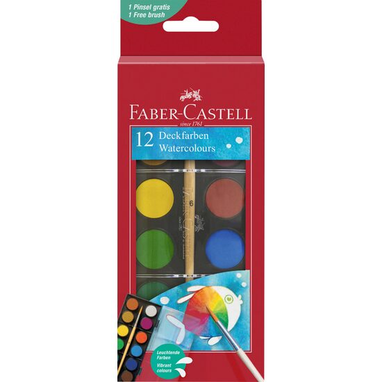 Acuarele 12 culori, 24 mm+ pensula 2023 Faber-Castell