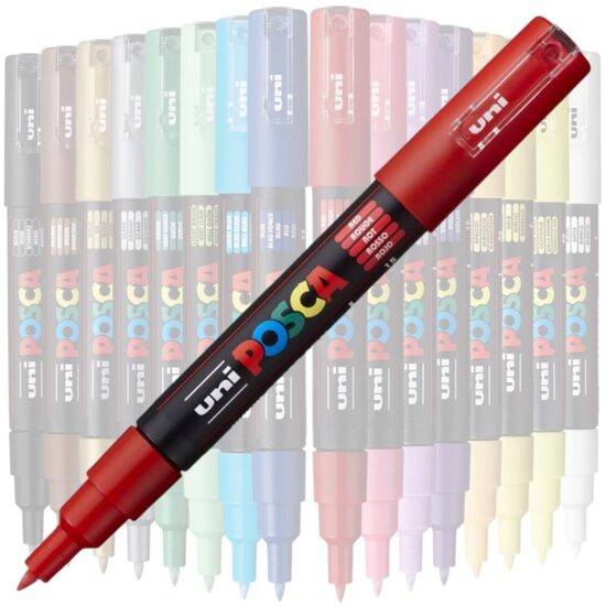 Marker UNI Posca PC-1M, varf rotund, 0.7mm Rosu