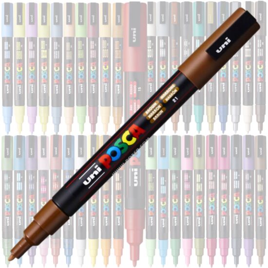 Marker UNI Posca PC-3M, varf rotund, 0.9-1.3mm Maro