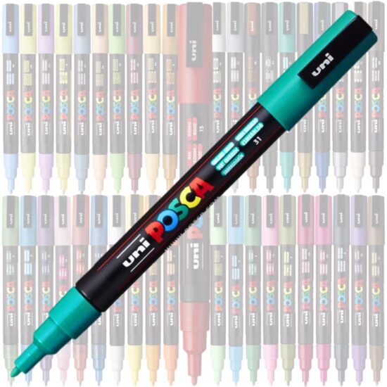 Marker UNI Posca PC-3M, varf rotund, 0.9-1.3mm Verde smarald