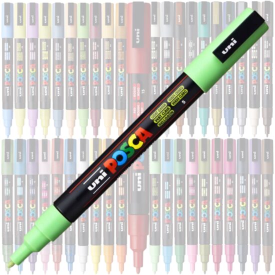 Marker UNI Posca PC-3M, varf rotund, 0.9-1.3mm Verde deschis