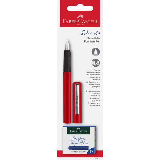 Blister stilou scolar rosu + 6 cartuse faber-castell