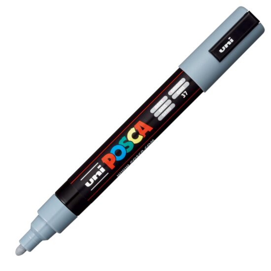 Marker UNI Posca PC-5M, varf rotund, 1.8-2.5mm Gri