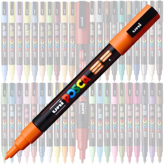 Marker UNI Posca PC-3M, varf rotund, 0.9-1.3mm Portocaliu