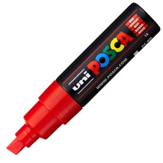 Marker UNI Posca PC-8K, varf tesit, 8.0mm Rosu