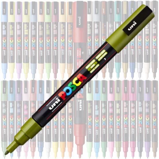 Marker UNI Posca PC-3M, varf rotund, 0.9-1.3mm Verde Kaki