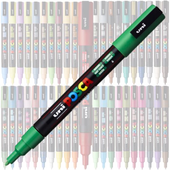 Marker UNI Posca PC-3M, varf rotund, 0.9-1.3mm Verde