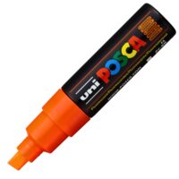 Marker UNI Posca PC-8K, varf tesit, 8.0mm Portocaliu fluorescent