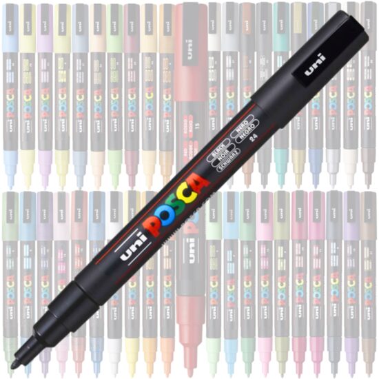 Marker UNI Posca PC-3M, varf rotund, 0.9-1.3mm Negru