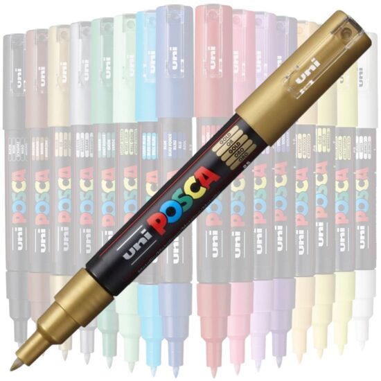 Marker UNI Posca PC-1M, varf rotund, 0.7mm Auriu