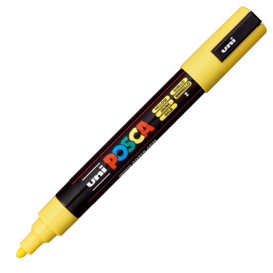 Marker UNI Posca PC-5M, varf rotund, 1.8-2.5mm Galben