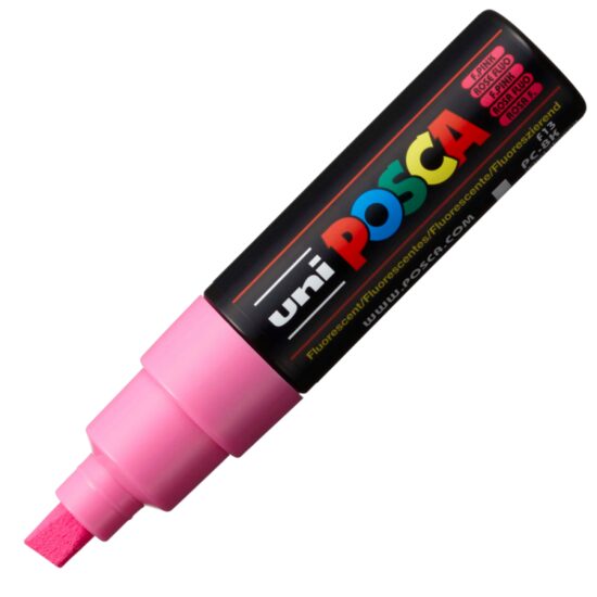 Marker UNI Posca PC-8K, varf tesit, 8.0mm Roz fluorescent