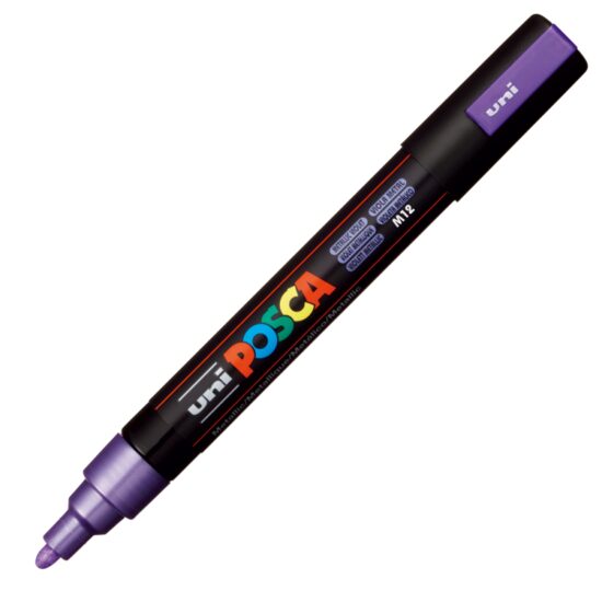 Marker UNI Posca PC-5M, varf rotund, 1.8-2.5mm Violet metalizat