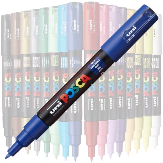 Marker UNI Posca PC-1M, varf rotund, 0.7mm Albastru