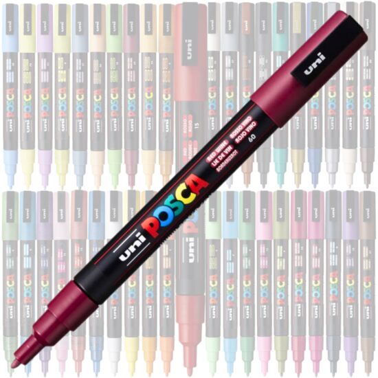 Marker UNI Posca PC-3M, varf rotund, 0.9-1.3mm Grena