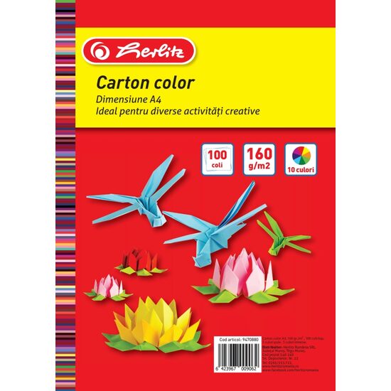 Carton Color A4 160gr Top 100 Diverse Culori Herlitz