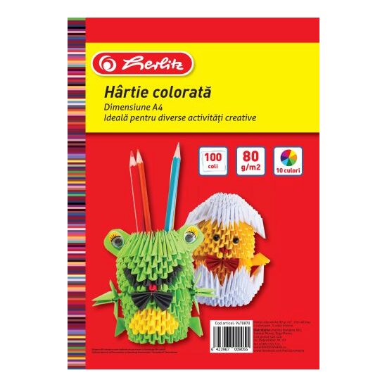 HARTIE COLOR A4 80GR TOP 100 DIVERSE CULORI HERLITZ