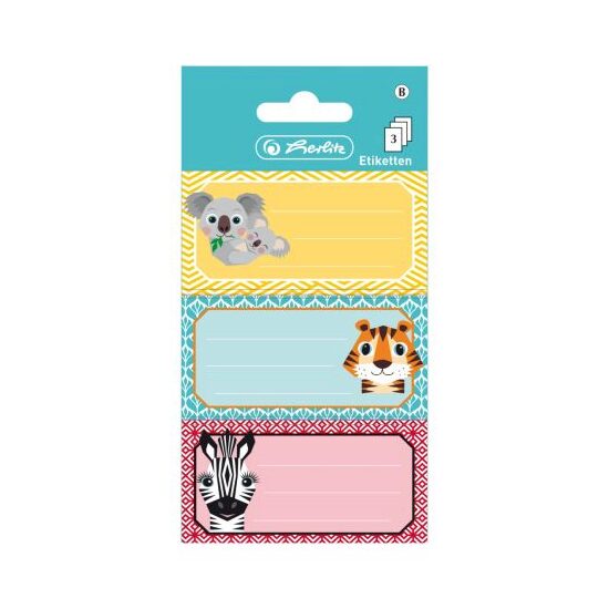 Etichete scolare, set 3 x 3 coli, motiv Cute Animals Herlitz