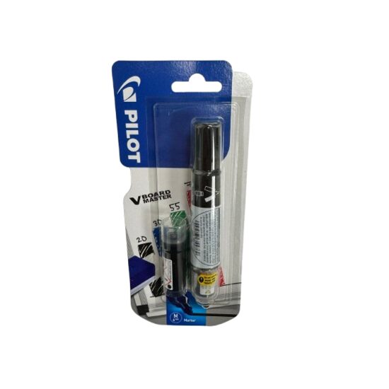 BLISTER markere pentru tabla negru Vboard Master Pilot 6 mm varf rotund CU REZERVA