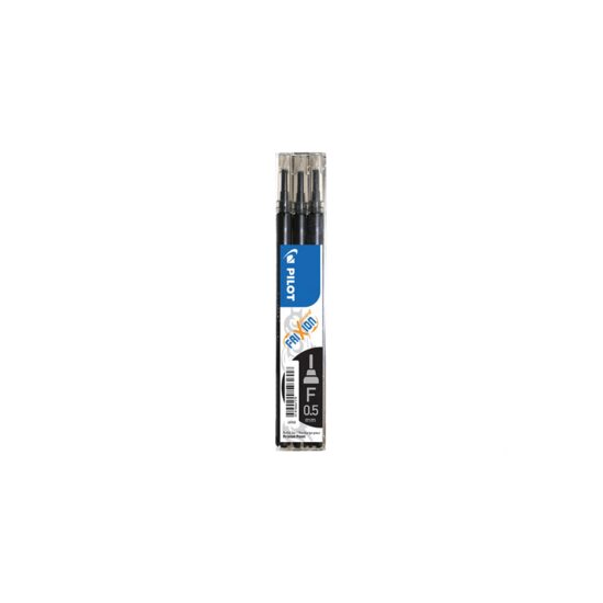 Set 3 rezerve roller Frixion Point Pilot 0.5 mm varf fin cu culoare Neagra 
