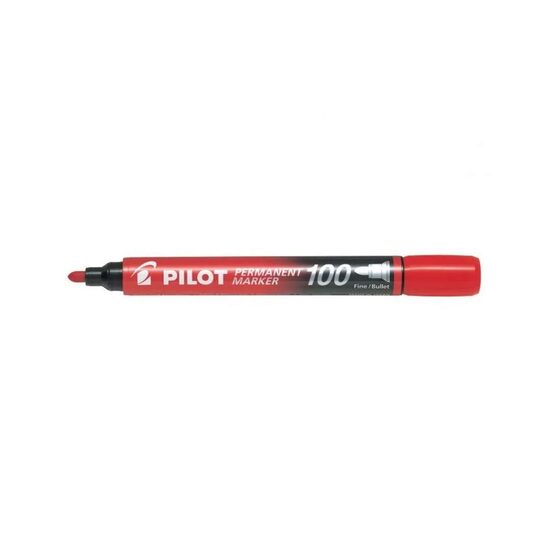 Marker permanent Pilot P100 1.0 mm varf rotund cu culoare Rosu