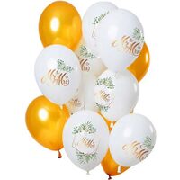 Set 12 Baloane Latex Mr.&Mrs. Gold 33 cm