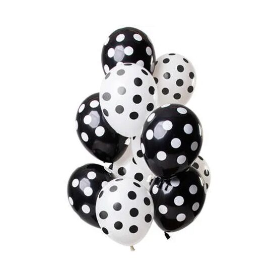 Set 12 Baloane Latex Alb Negru 30 cm