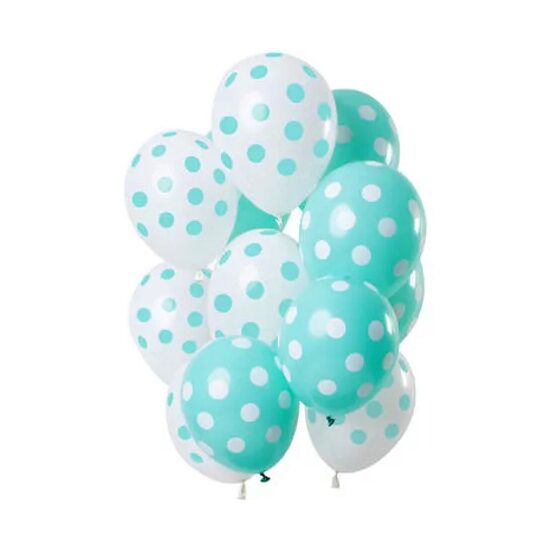 Set 12 Baloane Latex Alb Verde 30 cm