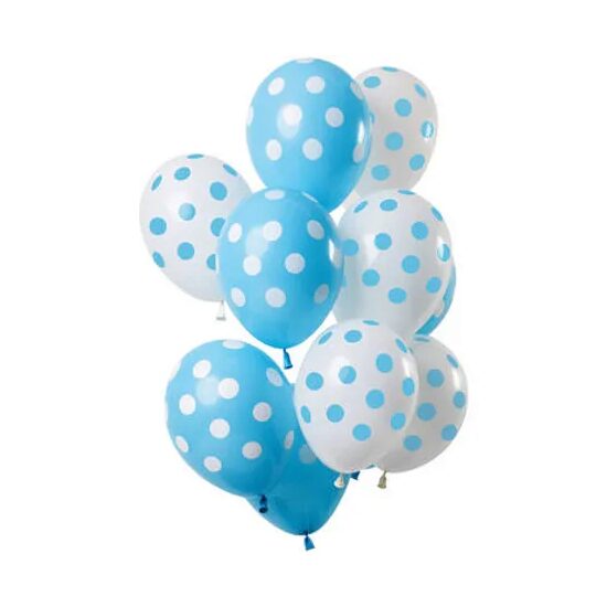 Set 12 Baloane Latex Alb Albastru 30 cm