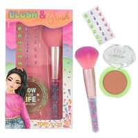 Set cu Blush pensula si 18 autocolante adezive Beauty and Me Top Model