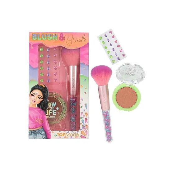 Set cu Blush pensula si 18 autocolante adezive Beauty and Me Top Model