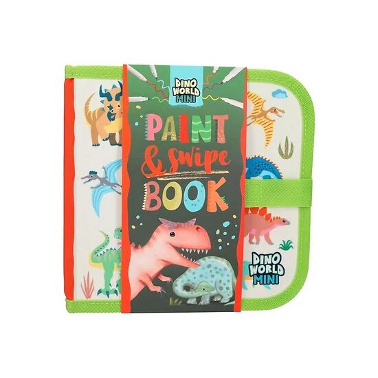 Carte de colorat textila cu 6 carioci Dino World