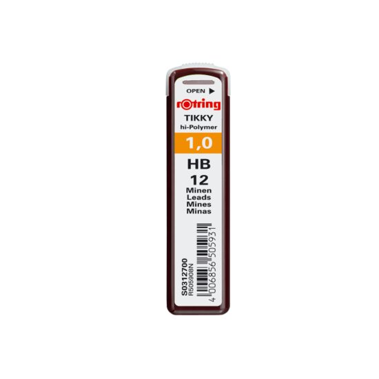 Mine pentru creion mecanic Rotring, 1.0  mm HB, 12 bucati/set