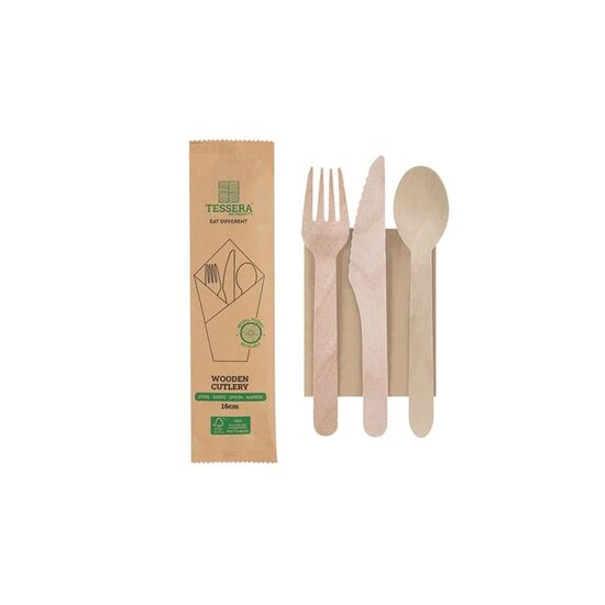 Set de tacâmuri din lemn ambalate 4/1