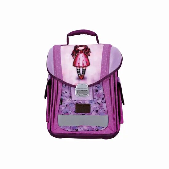 Ghiozdan Gorjuss Santoro ergonomic, solid, catarama metalica, 25 L, aspect stralucitor, The Birthday