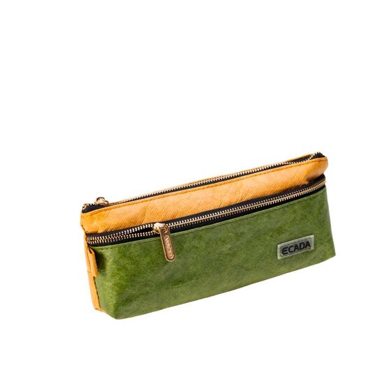 Penar 2 fermoare borseta ECADA Crem-Verde