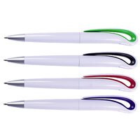 Pix plastic cu mecanism twist, corp alb si accesorii color, mina tip parker, No. 2375 -rosu