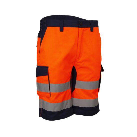 HIBANA - PANTALONI BERMUDE ORANGE HV NAVY, MARIMEA-