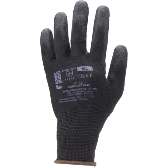 Manusi EUROLITE 6040 din poliester negru, cu palma din PU negru 
