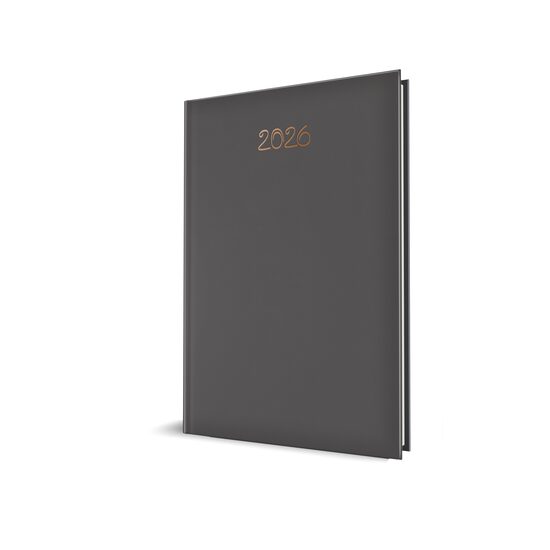AGENDA DATATA SAPTAMANALA RO A4, 128 PAGINI, COPERTA BURETATA, CULOARE GRI, 2026