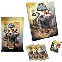 Set album cu 3 pachete si 1 card editie limitata, Panini, Jurassic World Starter Pack