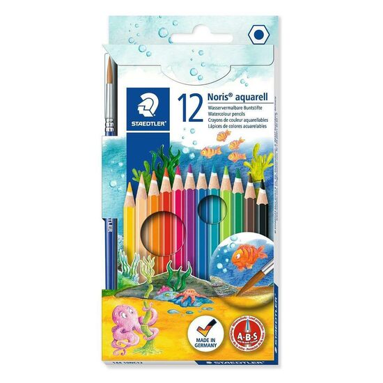 Creioane colorate acuarela si pensula 12 culori/set Staedtler 14410NC12